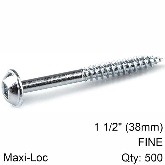 KREG Zinc Pocket Hole Screws 38mm 1.50' #7 Fine Thread Mx Loc 500ct